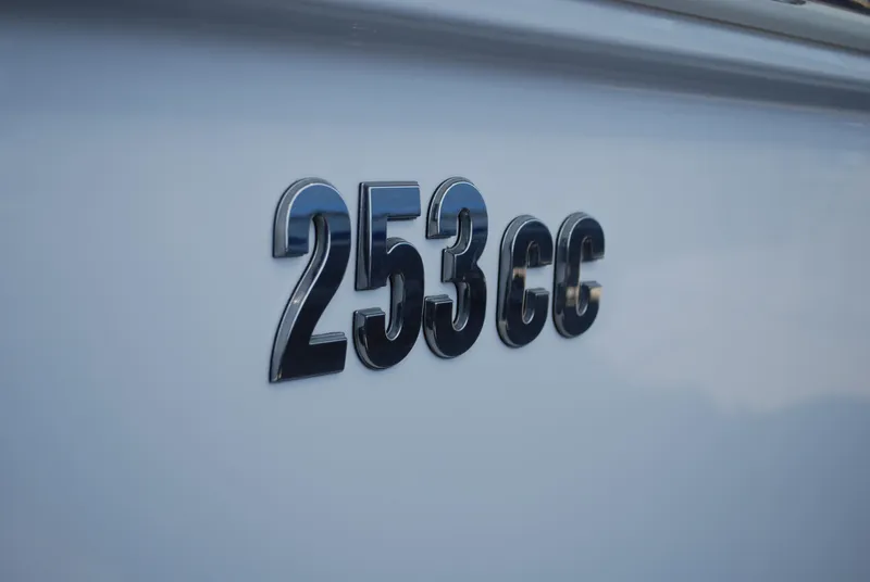 Slide: The Image of 2021 Everglades 253 model boat emblem on white surface - 1