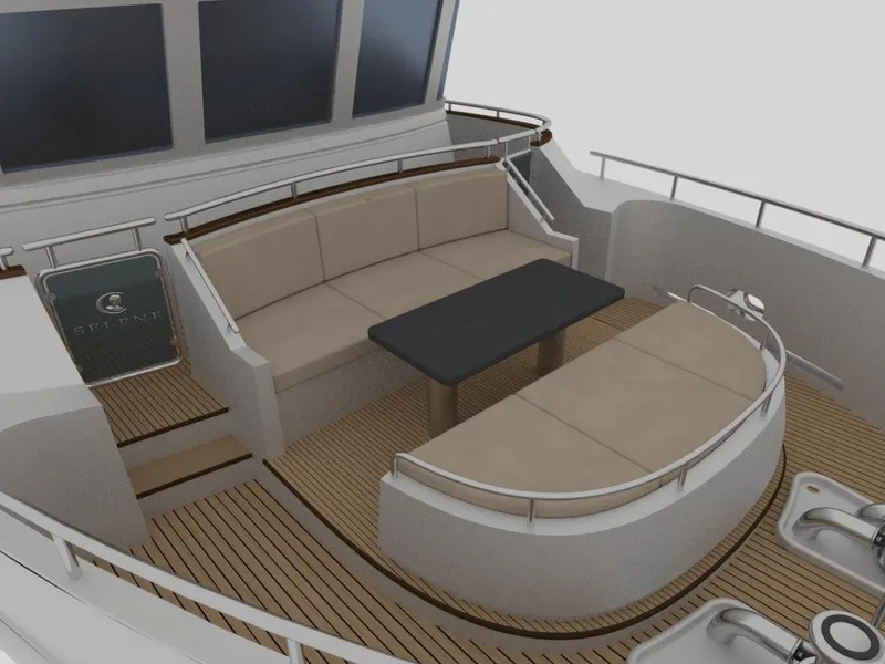 Slide: The Image of Luxury seating area on 2026 Selene 78 Ocean Explorer yacht with sleek design. - 10