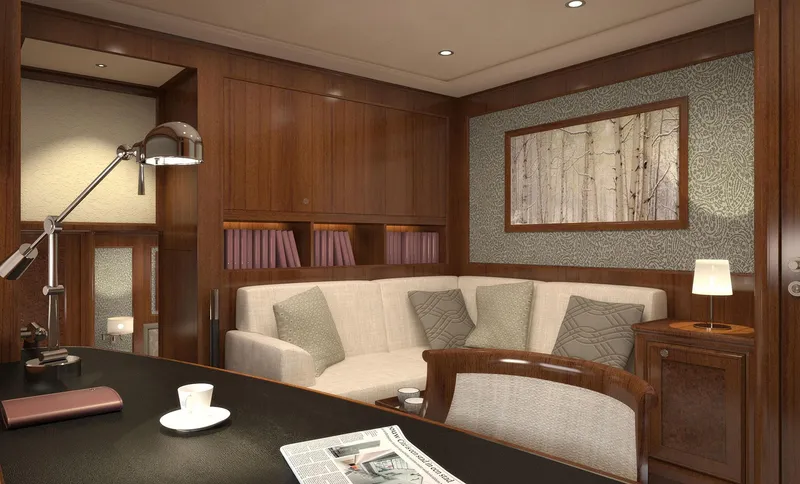 Slide: The Image of Luxurious interior of 2026 Selene 78 Ocean Explorer yacht with elegant seating and decor. - 23