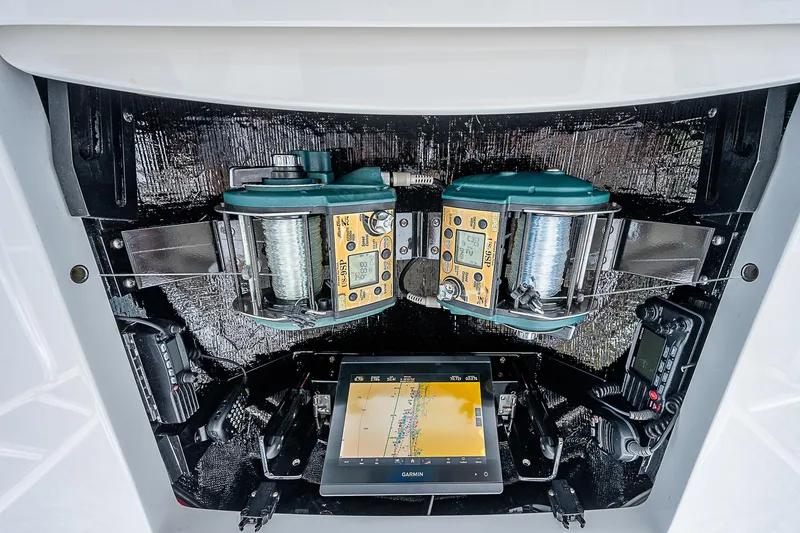 Slide: The Image of Control panel of a 2020 Viking 68 Convertible yacht. - 21