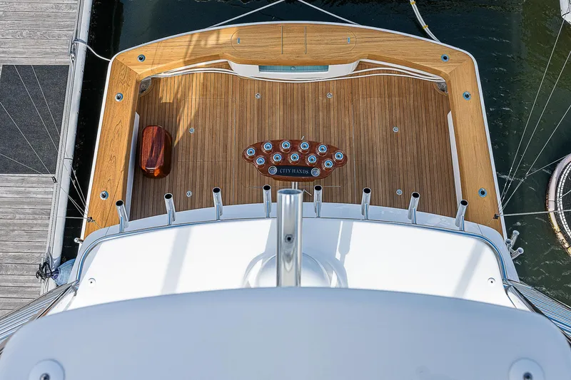 Slide: The Image of Top view of the deck of a 2020 Viking 68 Convertible yacht. - 7