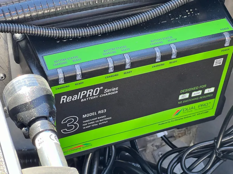 Slide: The Image of 2024 G3 Sportsman 1710 VYL RealPRO Series battery charger, model RS3. - 18