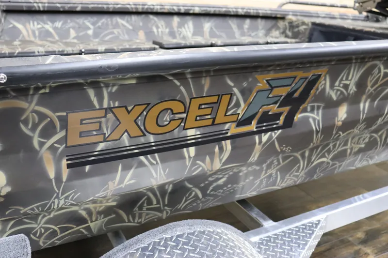 Slide: The Image of 2024 Excel 1651 Viper boat with camouflage design and logo. - 10