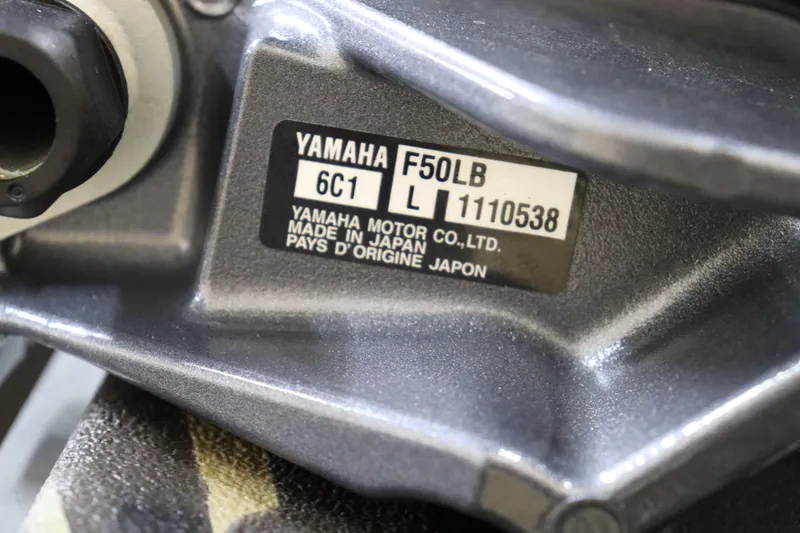 Slide: The Image of Yamaha F50LB engine label on 2024 Excel 1651 Viper boat. - 9