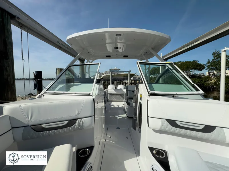 Slide: The Image of 2024 Blackfin 252 DC boat interior with luxurious seating and modern design. - 20