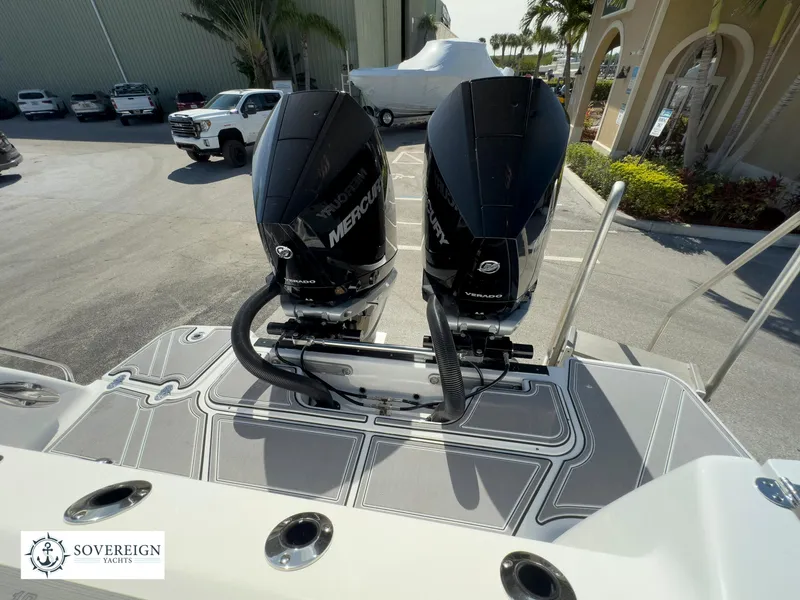 Slide: The Image of 2024 Blackfin 302 boat with twin Mercury outboard engines at Sovereign Yachts. - 40