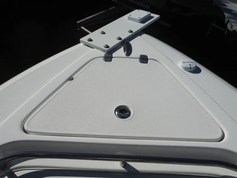 Slide: The Image of 2020 Blackwood 270 Open Center Console boat deck with storage compartment. - 20