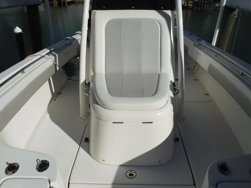 Slide: The Image of 2020 Blackwood 270 Open Center Console boat interior with seating. - 36