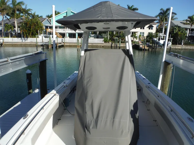 Slide: The Image of 2020 Blackwood 270 Open Center Console boat docked in a marina. - 41