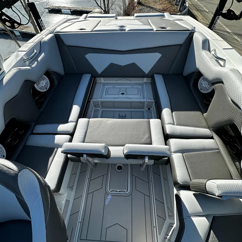 Slide: The Image of 2023 Supreme ZS232 boat interior with gray and black seating. - 6
