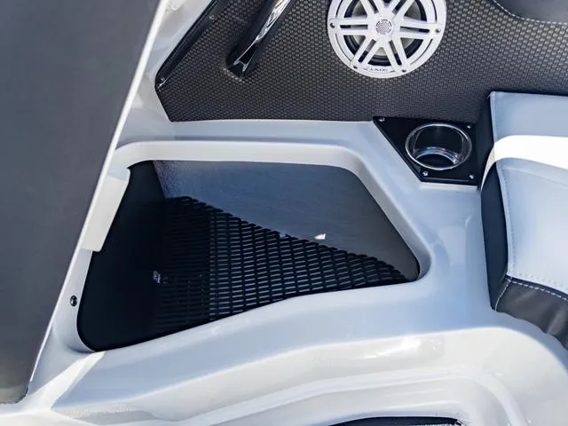 Slide: The Image of 2024 Monterey 258 SS boat interior with speaker and cup holder. - 37