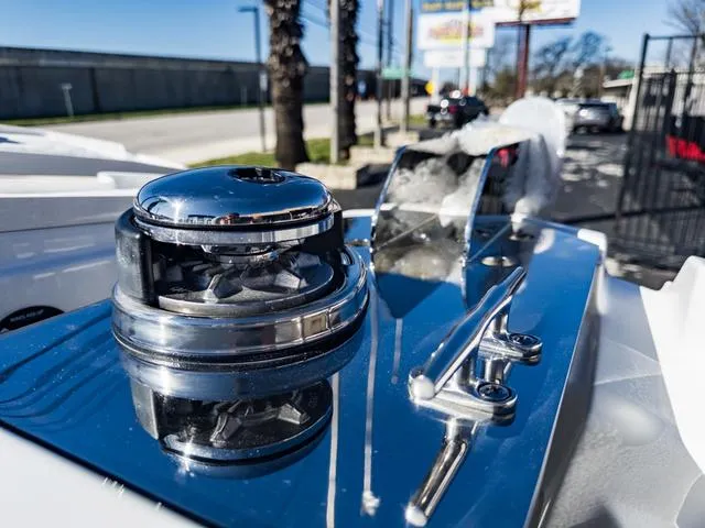 Slide: The Image of Close-up of 2024 Monterey 258 SS boat's anchor winch and cleat. - 41
