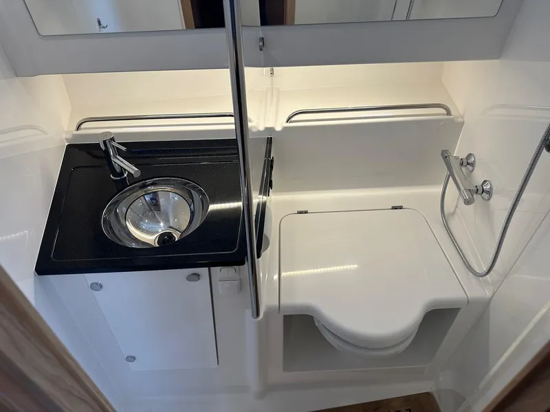 Slide: The Image of Modern bathroom in 2024 Nimbus Tender 11 #258 with sink, toilet, and shower. - 27