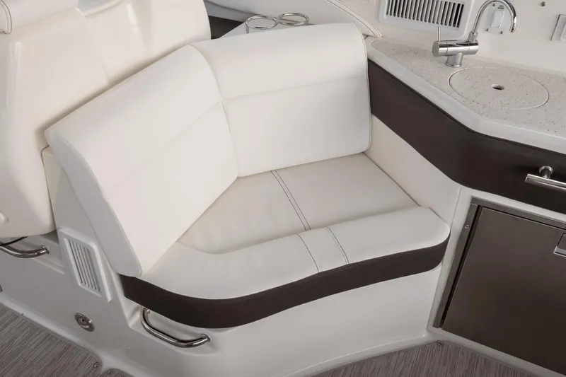 Slide: The Image of Luxurious seating area on 2024 Sea Ray Sundancer 320 Outboard, featuring sleek design and modern amenities. - 5