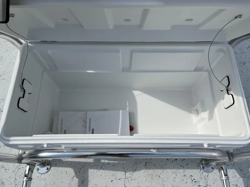 Slide: The Image of Open storage compartment of 2024 Shallow Stalker SS-17 Sportsman boat. - 12