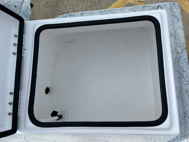 Slide: The Image of 2024 Shallow Stalker SS-17 Sportsman storage compartment with open lid. - 18