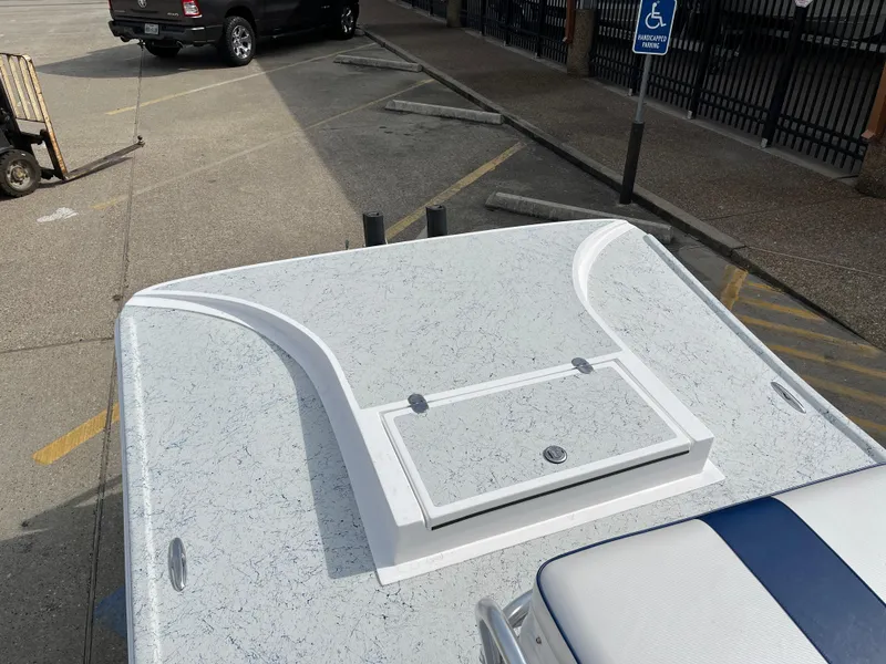 Slide: The Image of 2024 Shallow Stalker SS-17 Sportsman boat in parking lot, top view. - 9