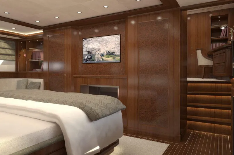Slide: The Image of Luxurious cabin interior of 2026 Selene 72 Ocean Explorer yacht with elegant wood paneling. - 20