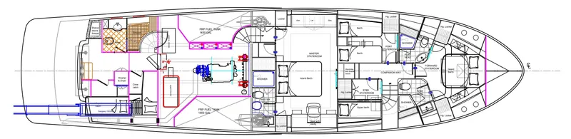 Slide: The Image of Floor plan of 2026 Selene 72 Ocean Explorer yacht, showcasing detailed interior layout. - 22