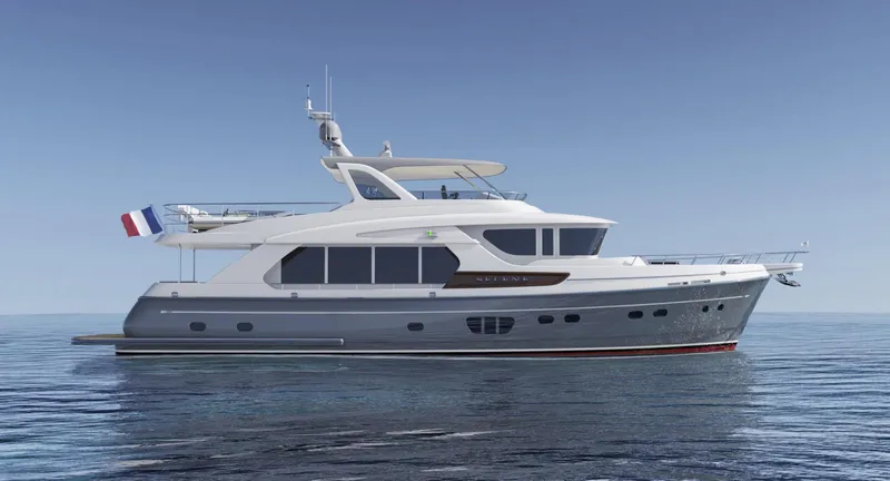 Slide: The Image of Luxury Selene 72 Ocean Explorer yacht, 2026 model, cruising on calm blue waters. - 4