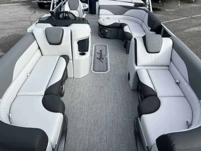 Slide: The Image of 2024 Avalon 2385 25 LSZ Fish RF pontoon boat with luxurious seating and modern design. - 12
