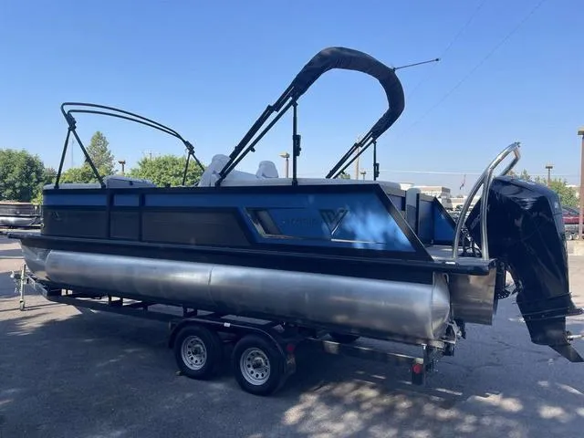 Slide: The Image of 2022 Viaggio D23U pontoon boat on a trailer. - 6