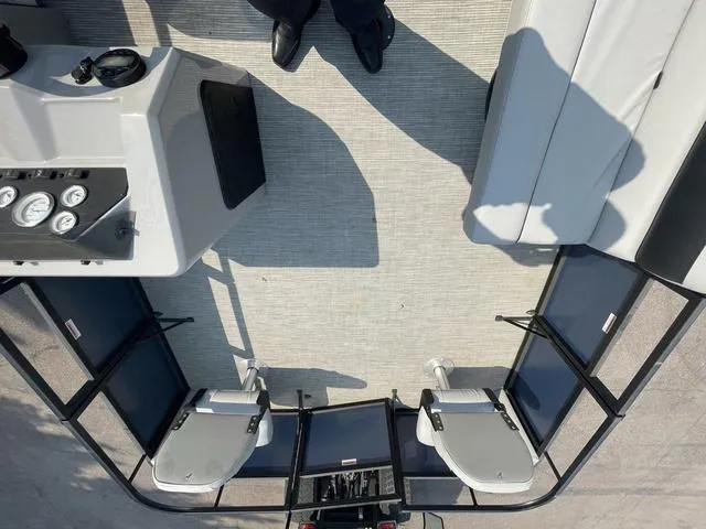 Slide: The Image of Top view of 2023 Viaggio DM18F boat interior with seating and control panel. - 14