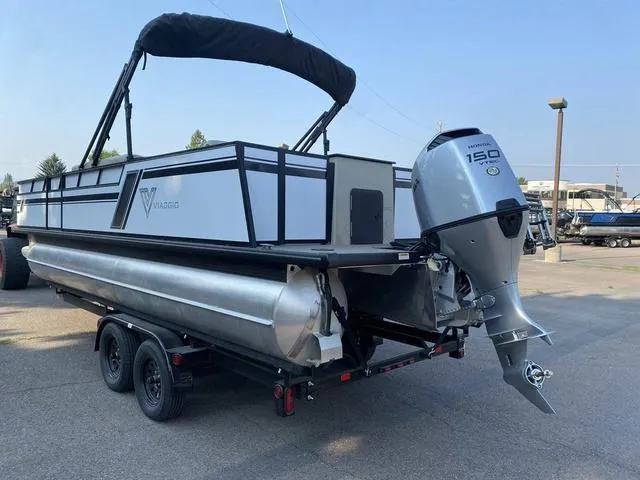 Slide: The Image of 2023 Viaggio LAGO 22F pontoon boat with Honda 150 outboard motor. - 4