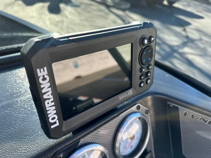Slide: The Image of Lowrance fish finder on 2024 Lund 1650 Angler Sport dashboard. - 16