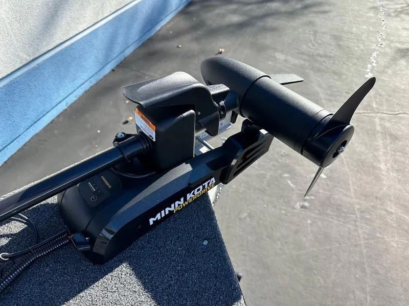 Slide: The Image of Minn Kota trolling motor on 2024 Lund 1650 Angler Sport boat. - 23
