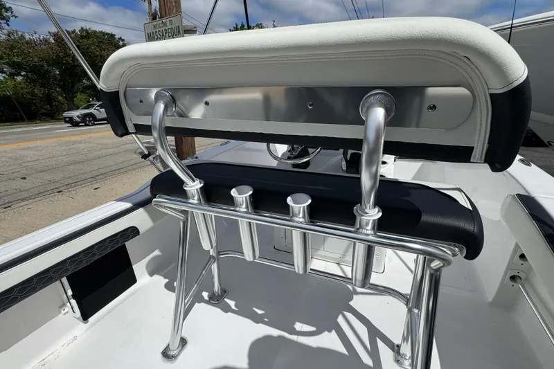 Slide: The Image of 2024 Tidewater 180 CC boat interior with sleek seating and rod holders. - 16
