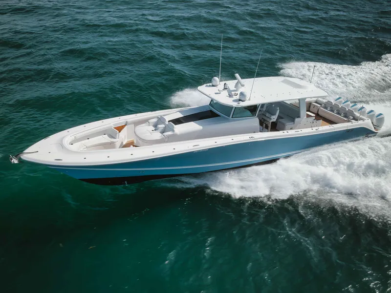 Slide: The Image of 2022 HCB 65 Estrella luxury yacht cruising on open water. - 16