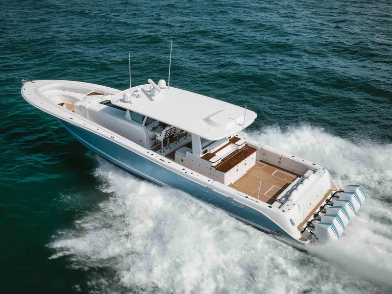 Slide: The Image of 2022 HCB 65 Estrella luxury yacht cruising on the ocean. - 18