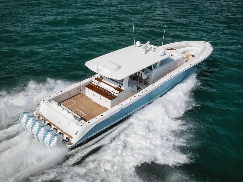 Slide: The Image of 2022 HCB 65 Estrella luxury yacht cruising on open water. - 20