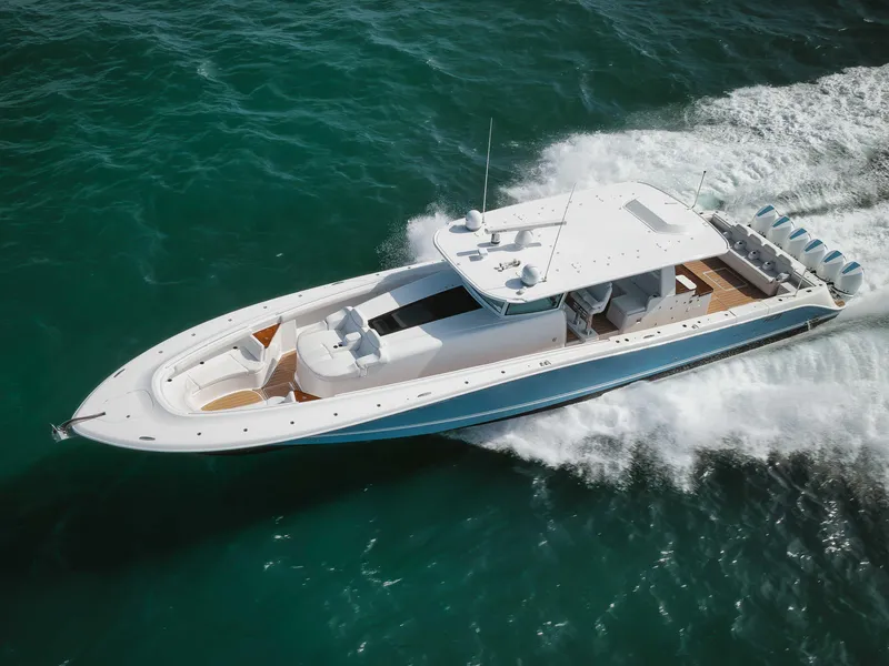 Slide: The Image of 2022 HCB 65 Estrella luxury yacht cruising on open water. - 24