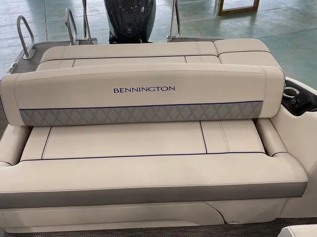 Slide: The Image of 2024 Bennington 23 RSB boat with luxurious seating and modern design. - 12