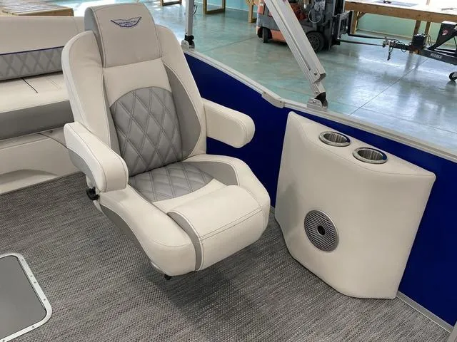 Slide: The Image of Luxurious captain's chair in the 2024 Bennington 23 RSB pontoon boat. - 16