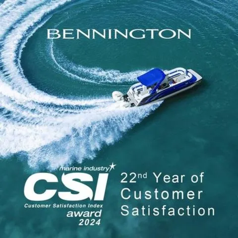 Slide: The Image of Bennington 23 RSB 2024 boat, 22nd year of customer satisfaction award. - 25