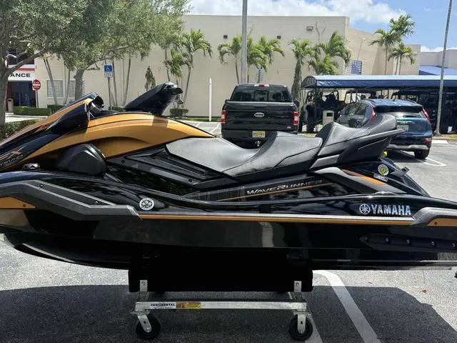 Slide: The Image of 2024 Yamaha WaveRunner FX Limited SVHO with Audio System, parked outdoors on a stand. - 7