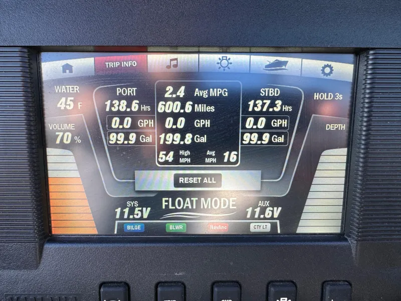 Slide: The Image of Yamaha Boats 2017 212 Limited dashboard display showing trip info and system stats. - 20