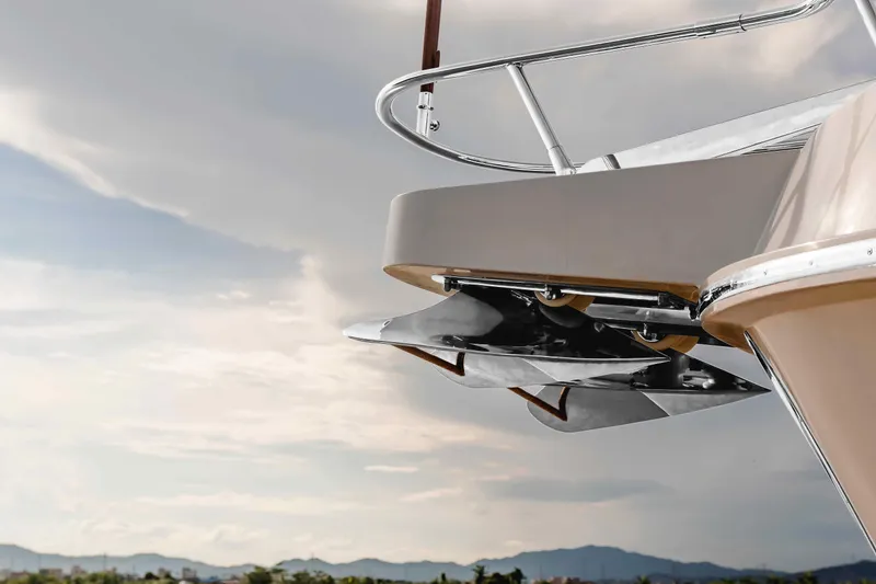 Slide: The Image of Selene 60 Ocean Explorer 2026 yacht detail against a scenic sky and mountain backdrop. - 24