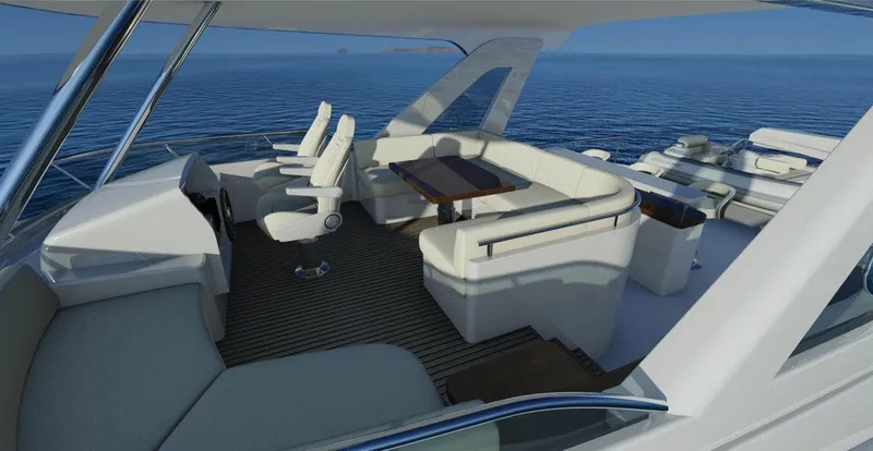 Slide: The Image of Luxurious deck of 2026 Selene 60 Ocean Explorer yacht with seating and ocean view. - 27