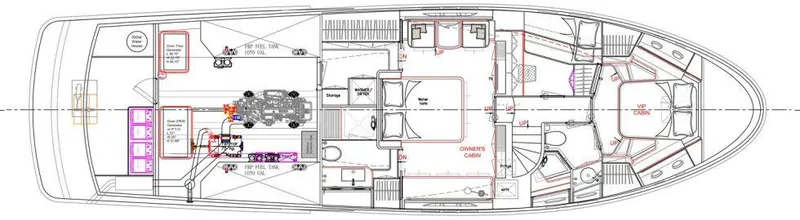 Slide: The Image of Floor plan of 2026 Selene 60 Ocean Explorer yacht, showcasing cabin and layout details. - 30