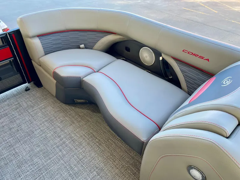 Slide: The Image of 2024 Barletta CORSA 23UCA boat interior with luxurious seating and modern design. - 29