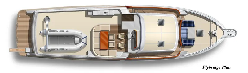 Slide: The Image of Flybridge plan of 2026 Selene 72 Classic Explorer yacht, top view layout. - 23