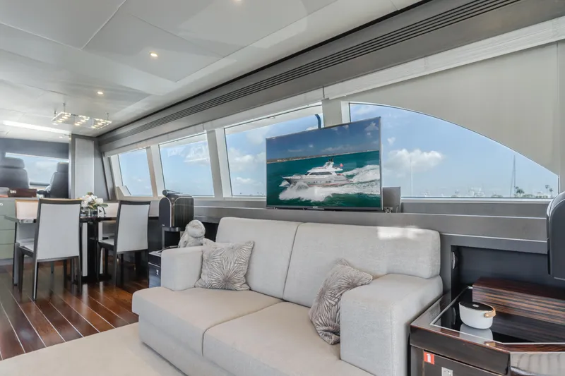 Slide: The Image of Luxurious interior of 2016 Van der Valk 78 Flybridge Motor Yacht with modern furnishings. - 31