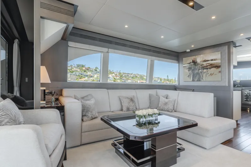 Slide: The Image of Luxurious interior of 2016 Van der Valk 78 Flybridge Motor Yacht with modern furnishings. - 32