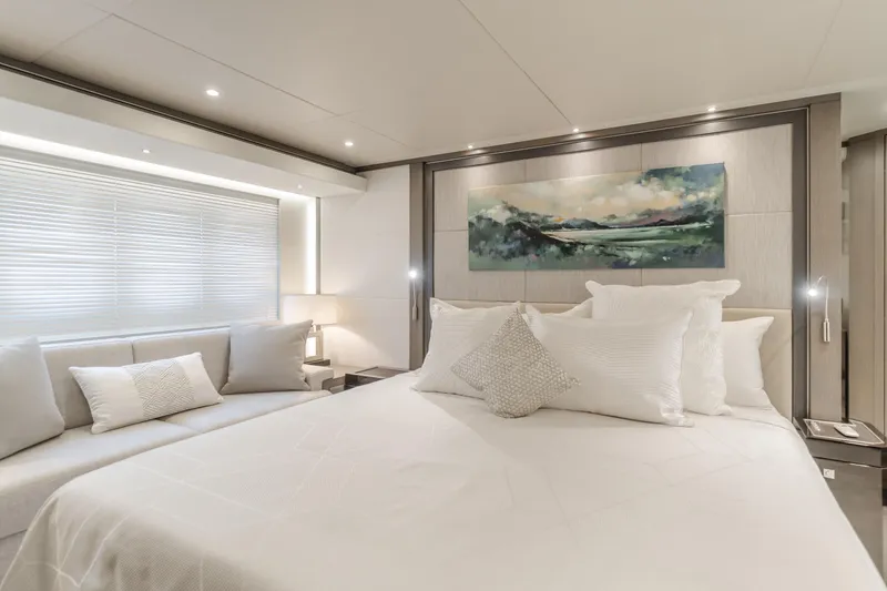 Slide: The Image of Luxurious bedroom interior of 2016 Van der Valk 78 Flybridge Motor Yacht. - 42