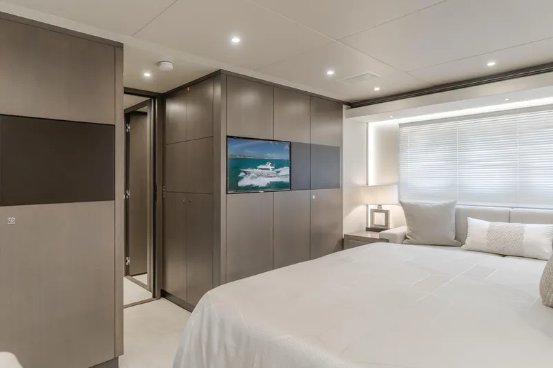 Slide: The Image of Luxurious bedroom interior of 2016 Van der Valk 78 Flybridge Motor Yacht. - 43