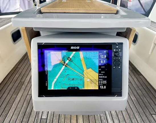 Slide: The Image of B&G navigation system on 2019 Beneteau Oceanis 48 yacht, displaying nautical chart. - 16